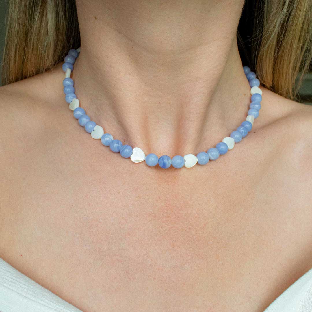 Blue Lace Agate Beaded Necklace | Made in Estonia 🇪🇪