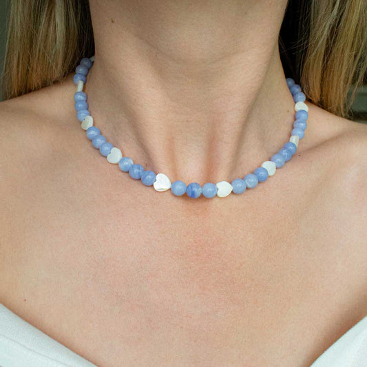Blue Lace Agate Beaded Necklace | Made in Estonia 🇪🇪