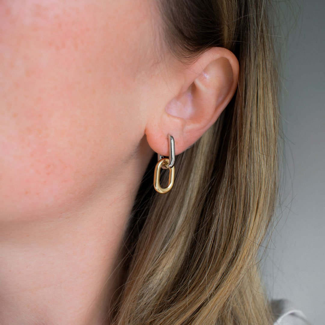 Geometric Pendant U-shaped Hoops