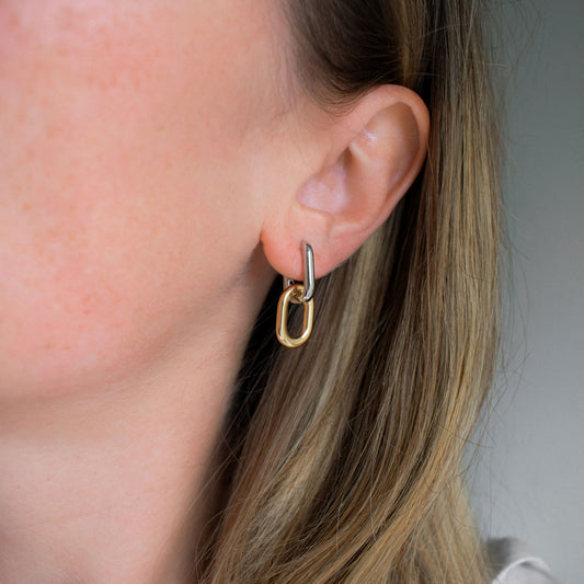 Geometric Pendant U-shaped Hoops
