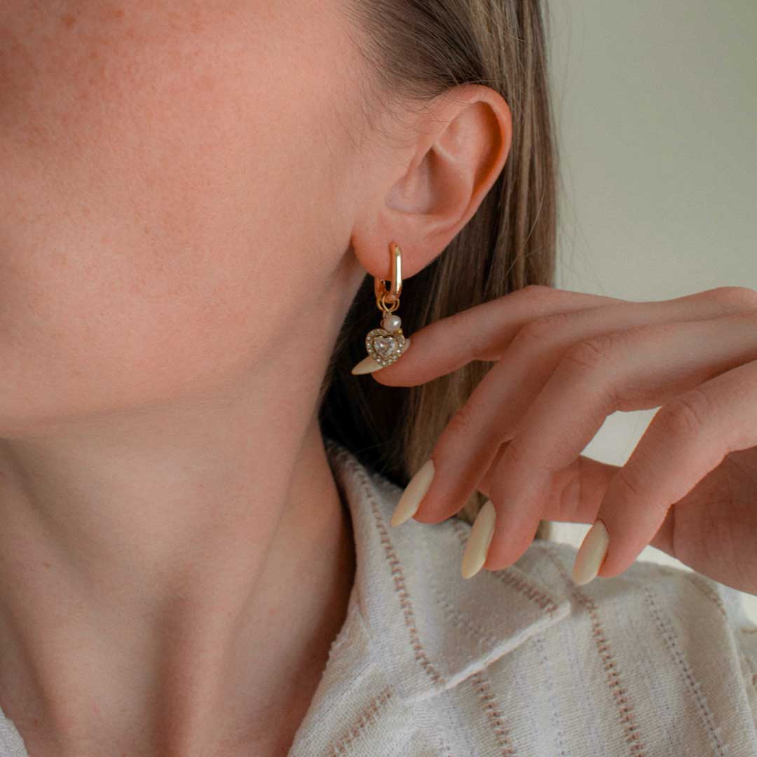 Asymmetric Heart Pearl Earrings