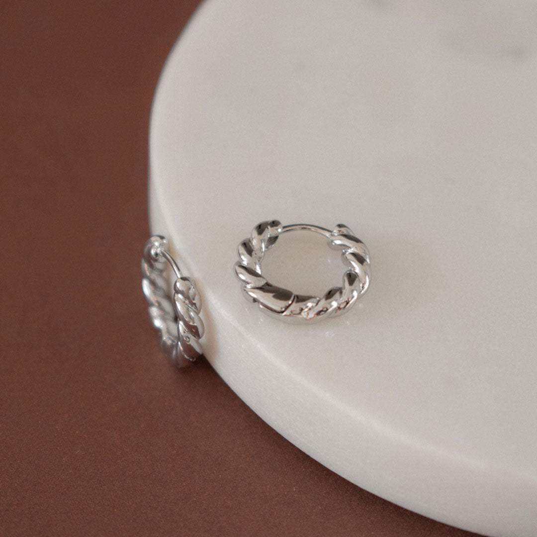 Twisted Hoops - Silver Stainless Steel