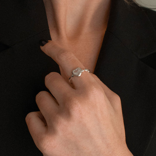 Adjustable Melted Heart Sterling Silver Ring