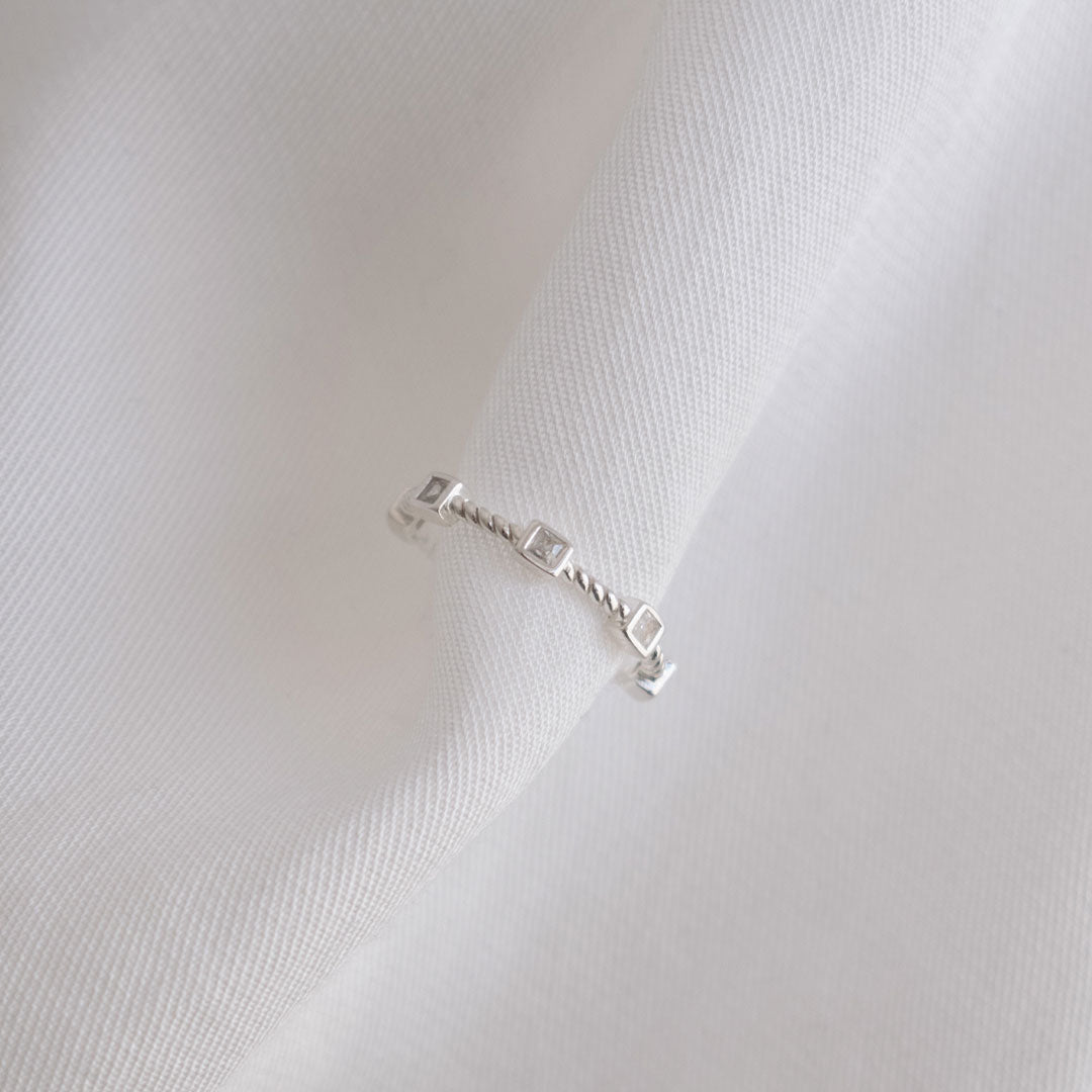 Adjustable Baguette Silver Ring