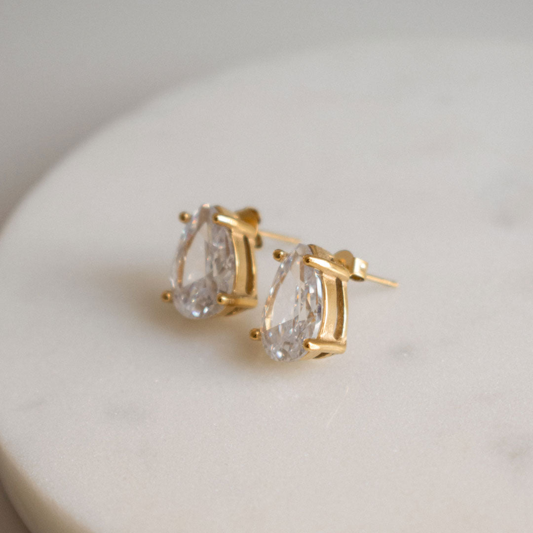 Waterdrop Zirconia Stud Earrings - Everyday Styling Piece