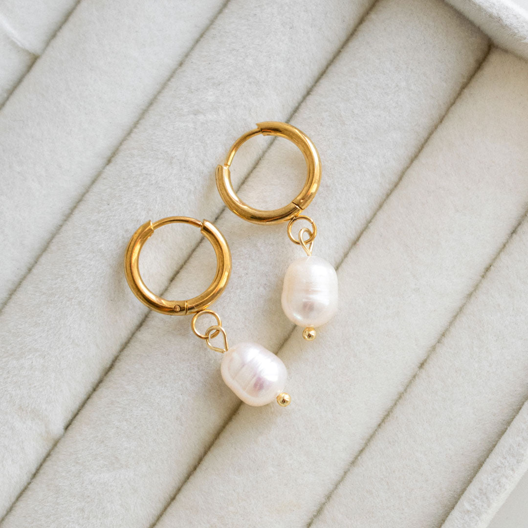 Pearl Dangle Hoops