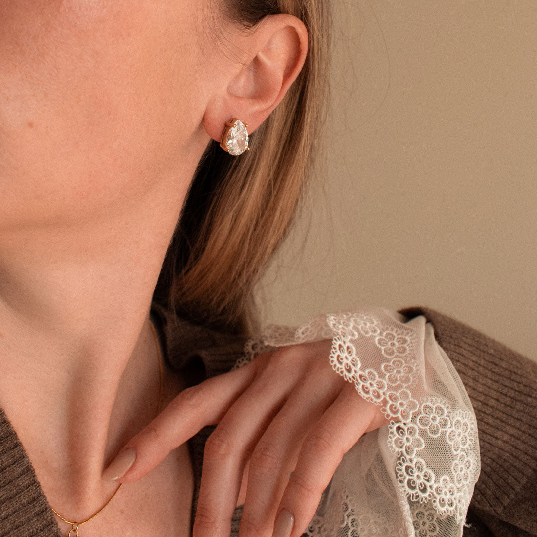Waterdrop Zirconia Stud Earrings - Everyday Styling Piece