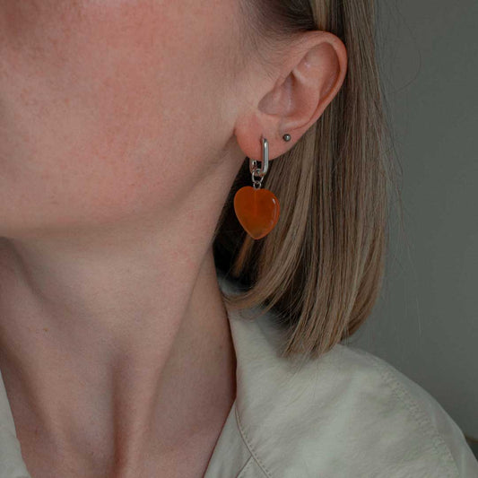 Asymmetric Orange Heart Earrings