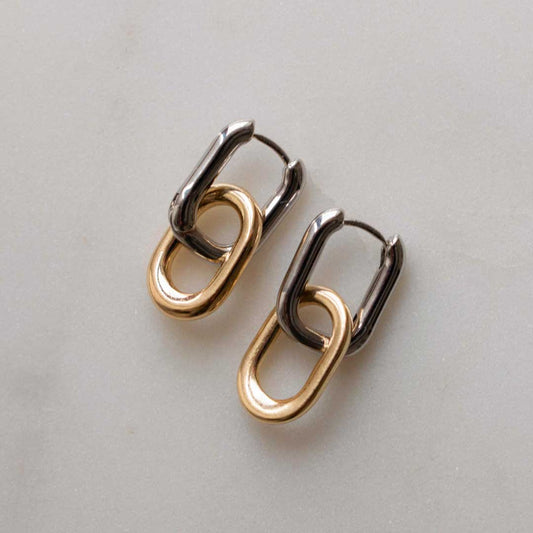 Geometric Pendant U-shaped Hoops