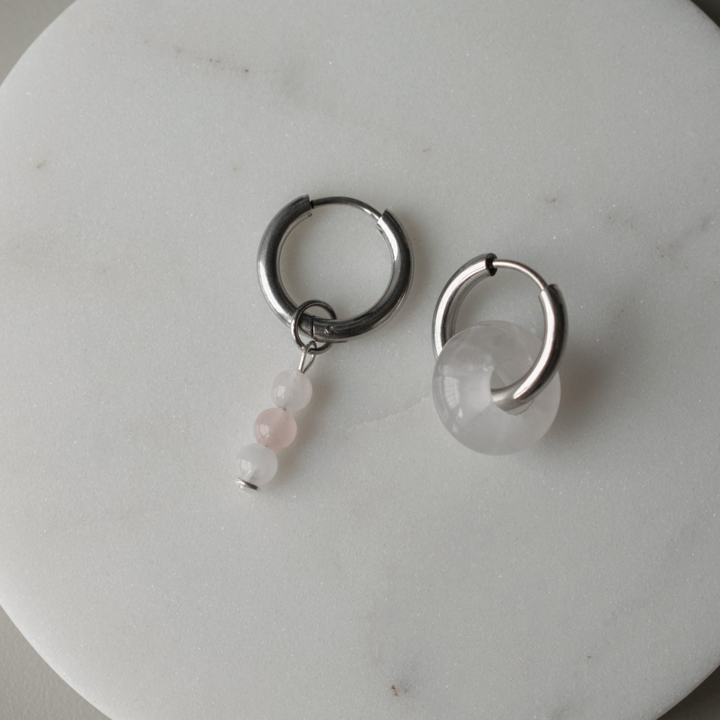 Pink Donut Asymmetric Hoops