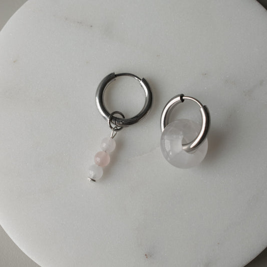 Pink Donut Asymmetric Hoops