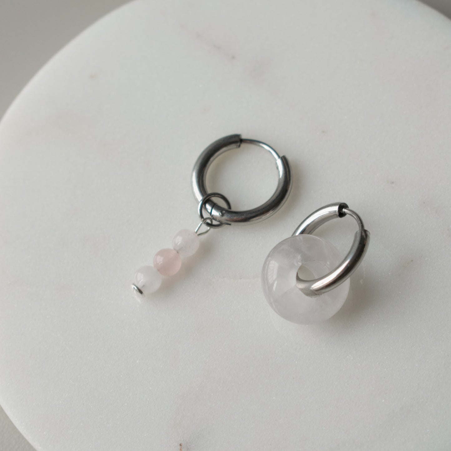 Pink Donut Asymmetric Hoops