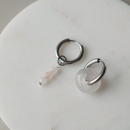 Pink Donut Asymmetric Hoops