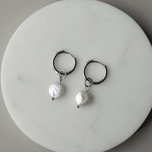 Detachable Pearl Hoop Earrings