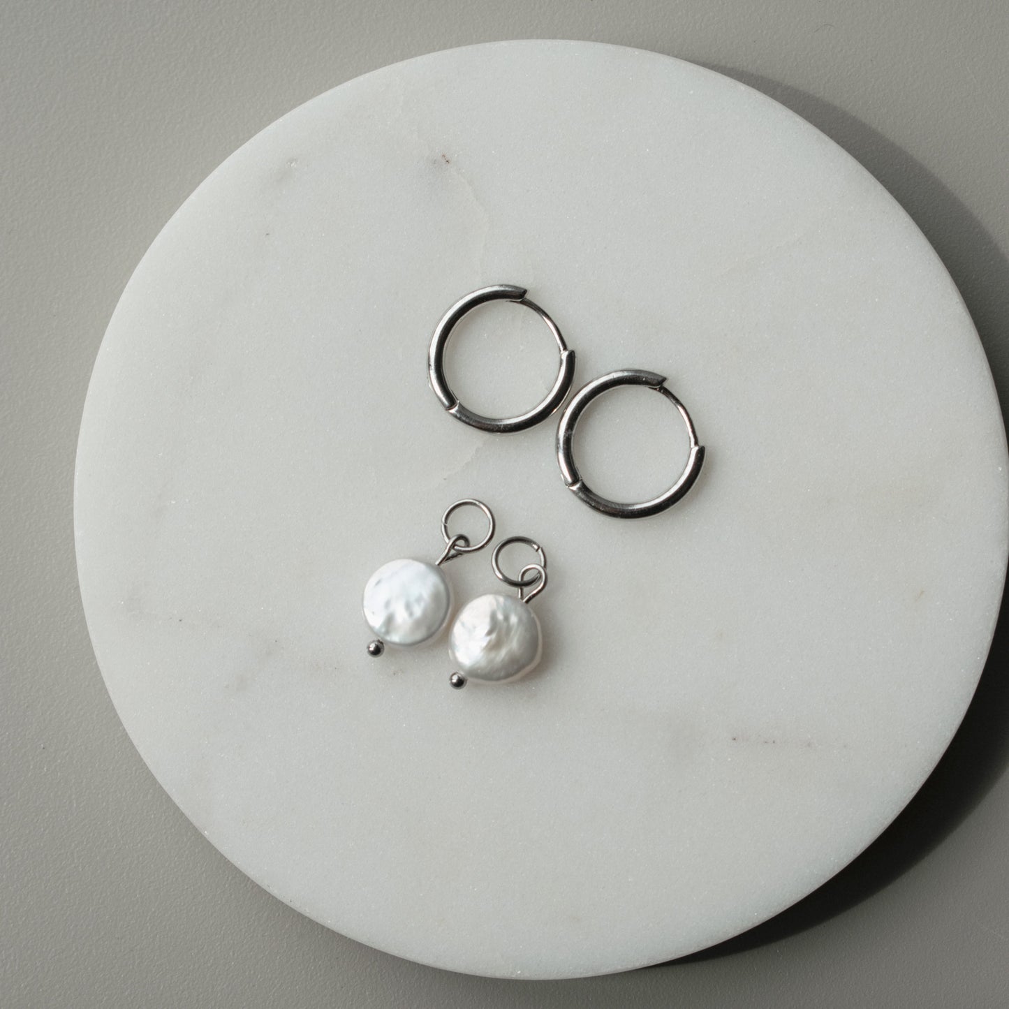 Detachable Pearl Hoop Earrings