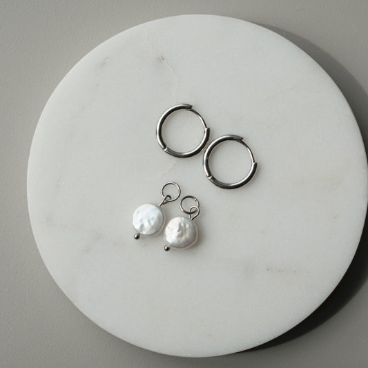 Detachable Pearl Hoop Earrings