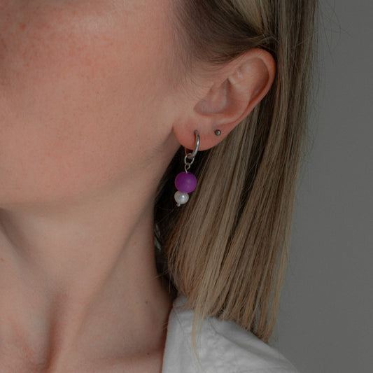Salme - Pearl and Quartz Star Asymmetric Hoops
