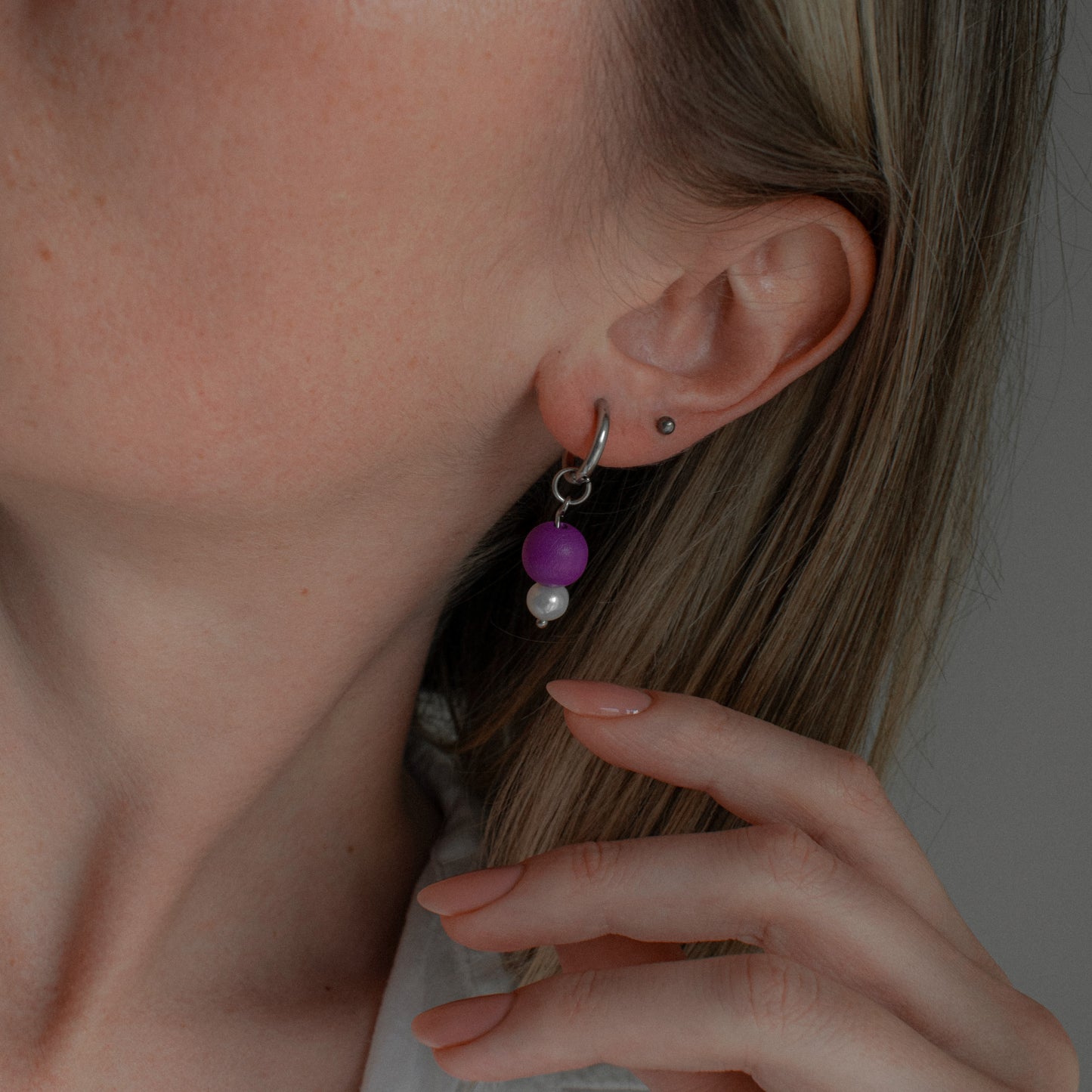 Pearl and Quartz Star Asymmetric Hoops