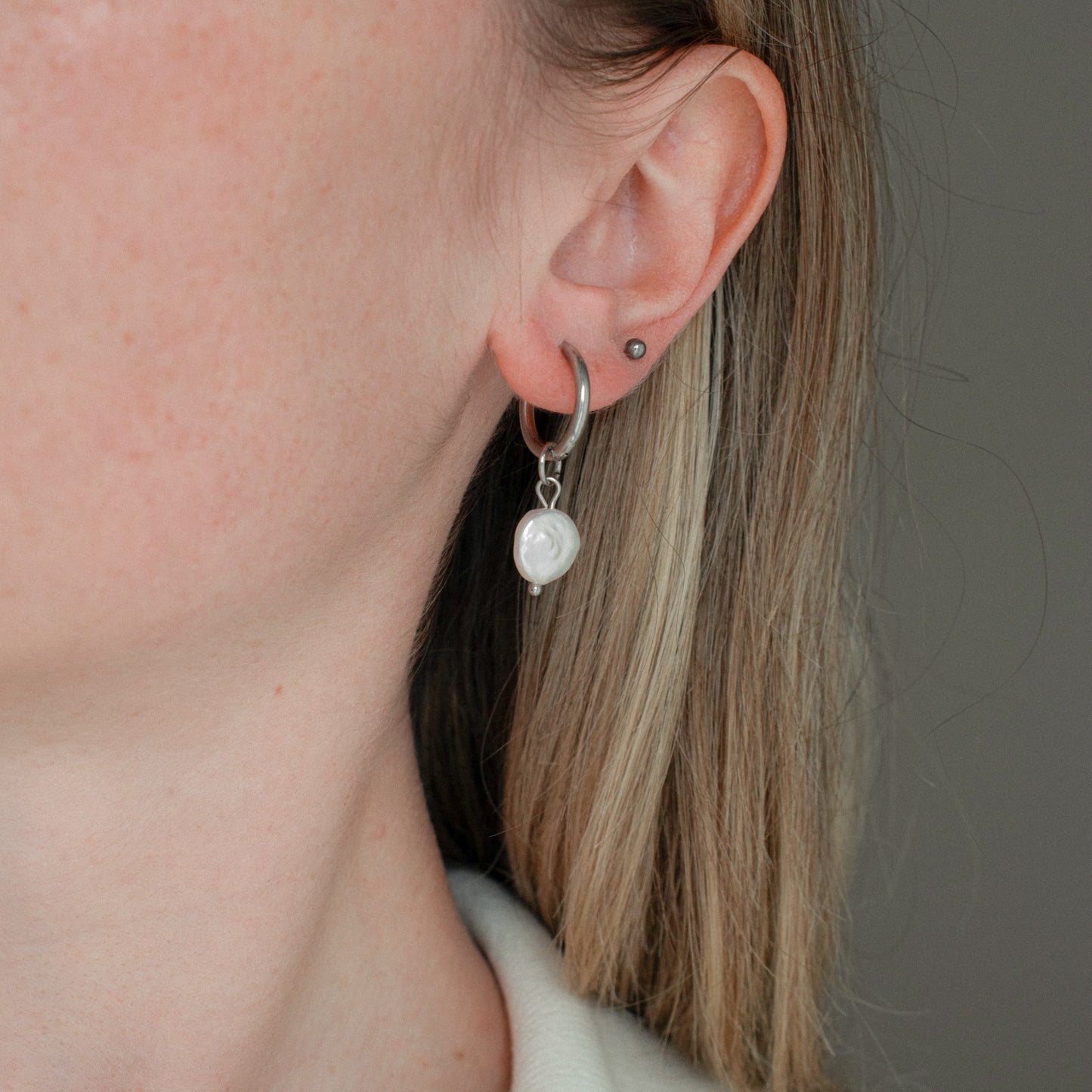 Detachable Pearl Hoop Earrings