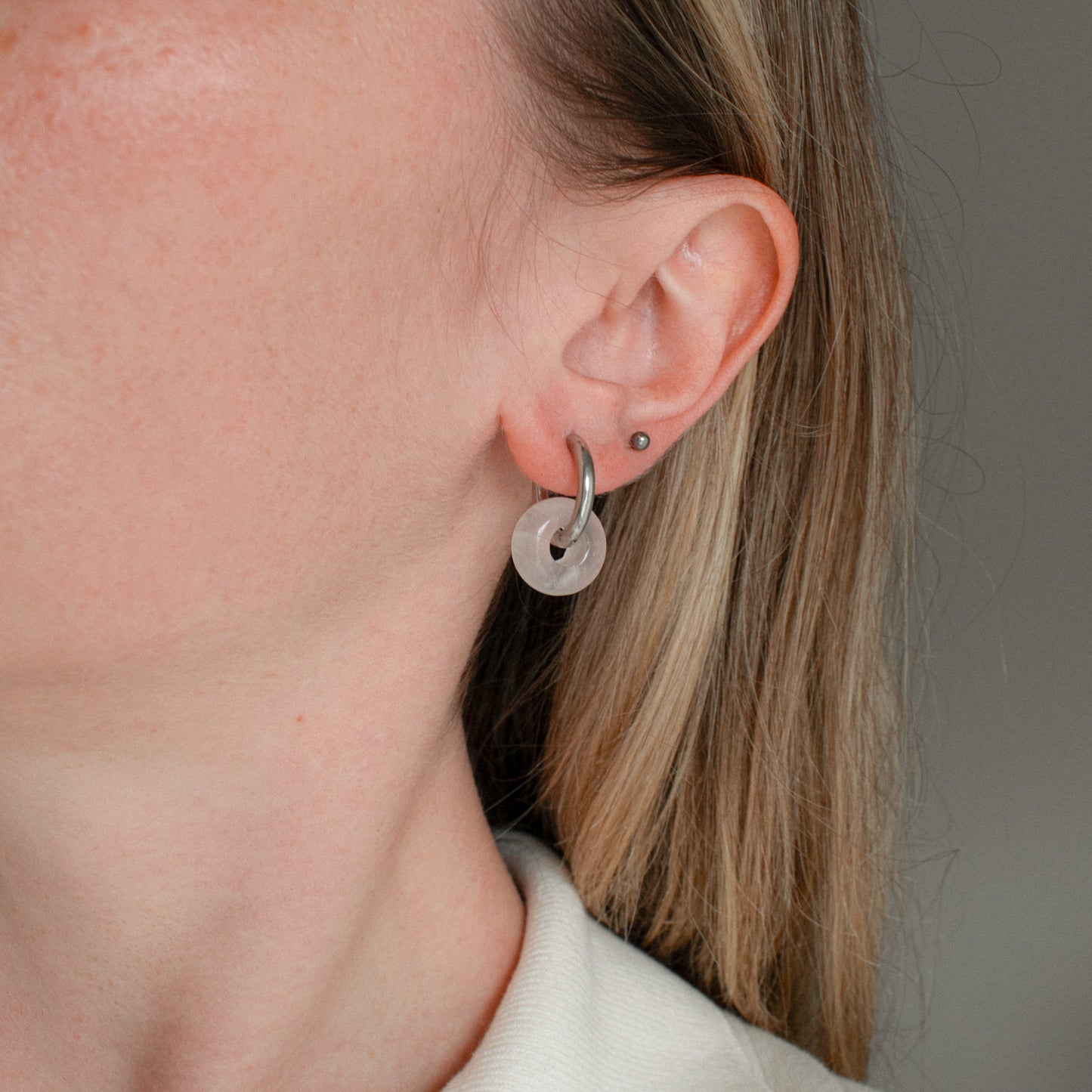Pink Donut Asymmetric Hoops