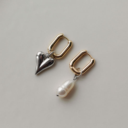 Heart and Pearl Detachable Earrings