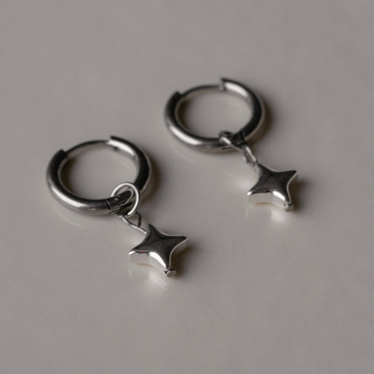 Kuutar - Hematite Star Hoops