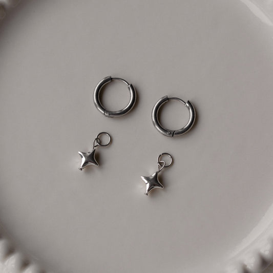 Kuutar - Hematite Star Hoops