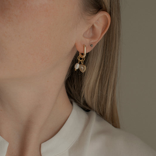 Linda - Asymmetric Heart Pearl Earrings
