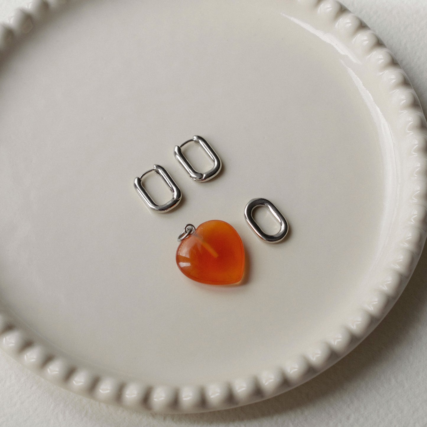 Asymmetric Orange Heart Earrings