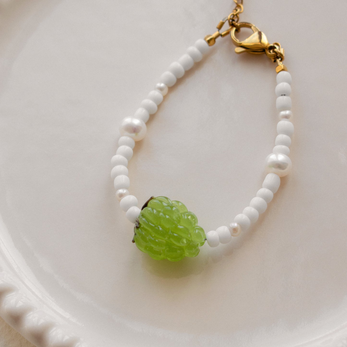 Green Raspberry Pearl Bracelet