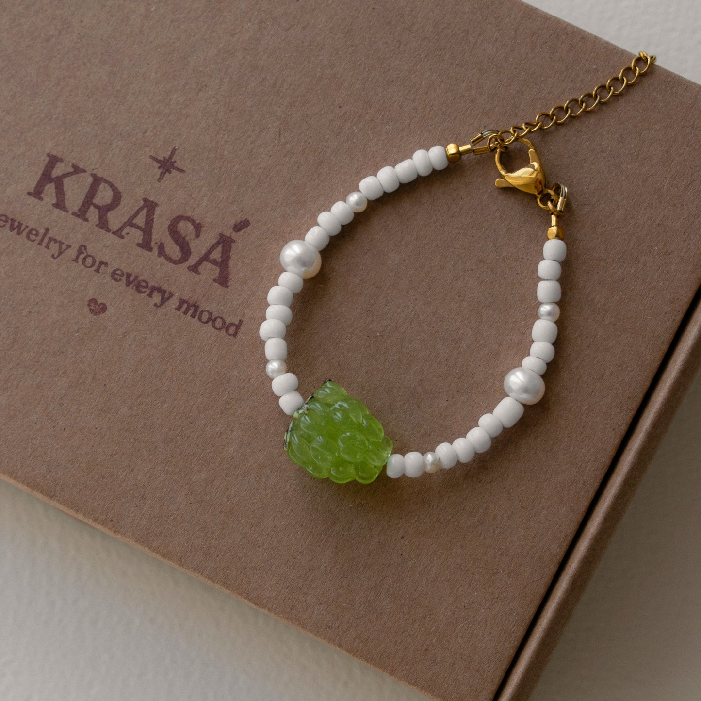 Green Raspberry Pearl Bracelet