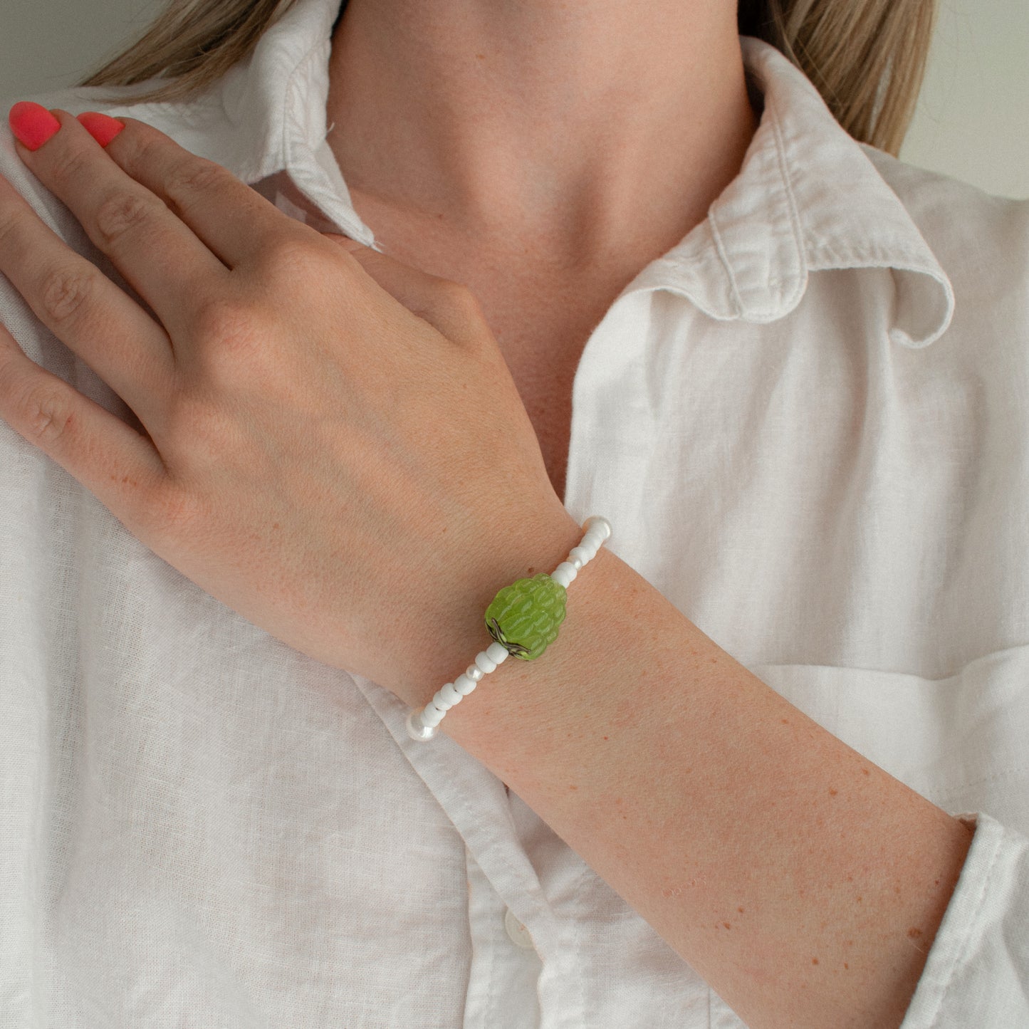 Green Raspberry Pearl Bracelet
