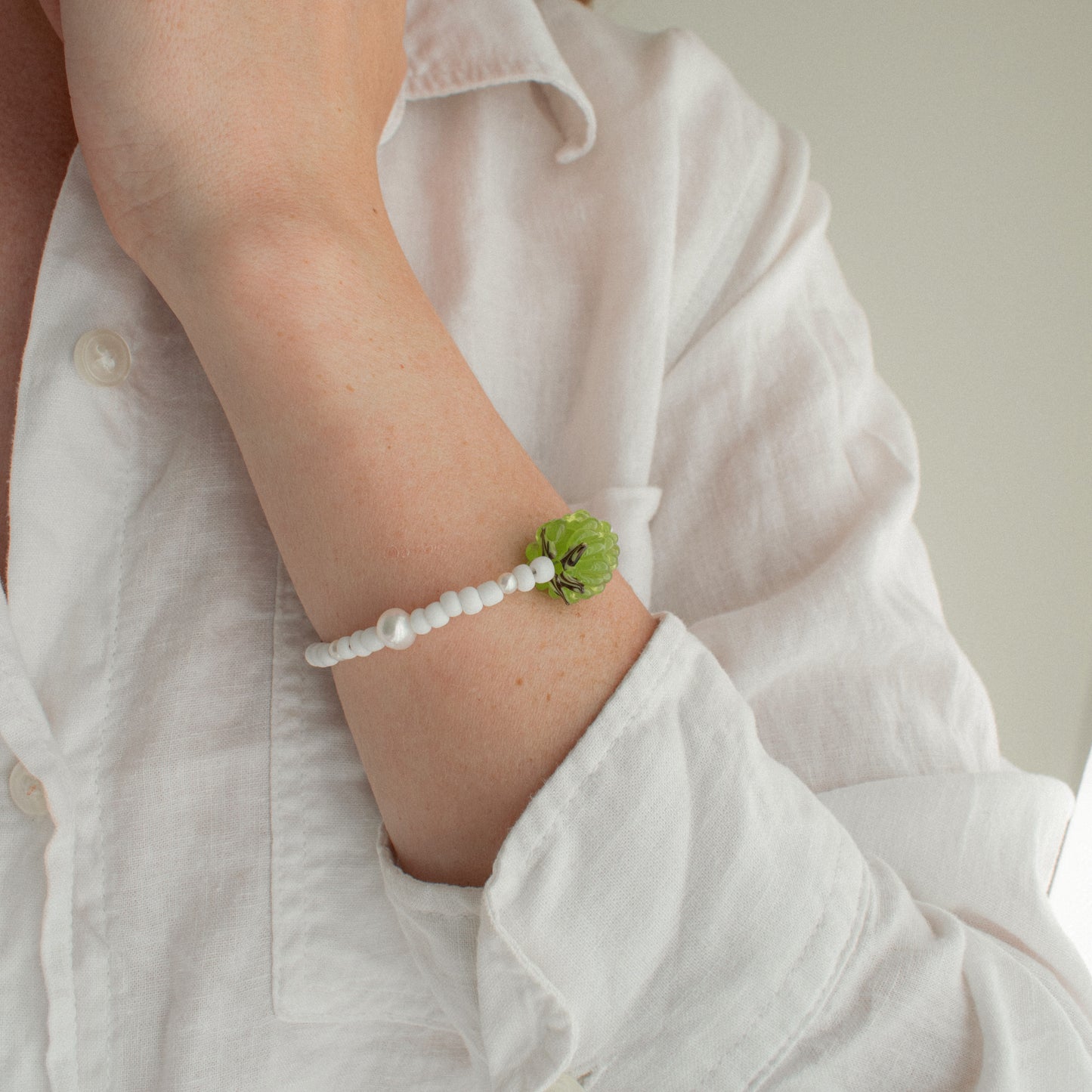 Green Raspberry Pearl Bracelet