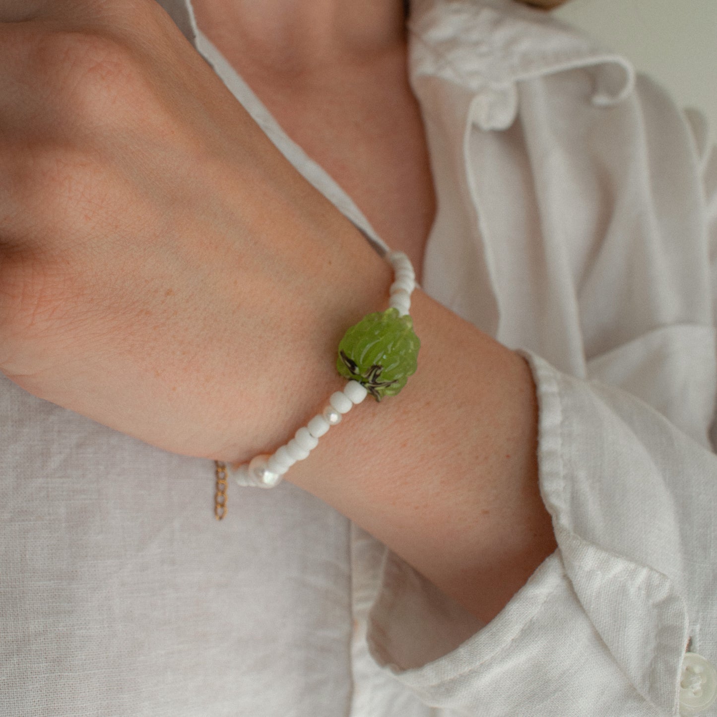 Green Raspberry Pearl Bracelet