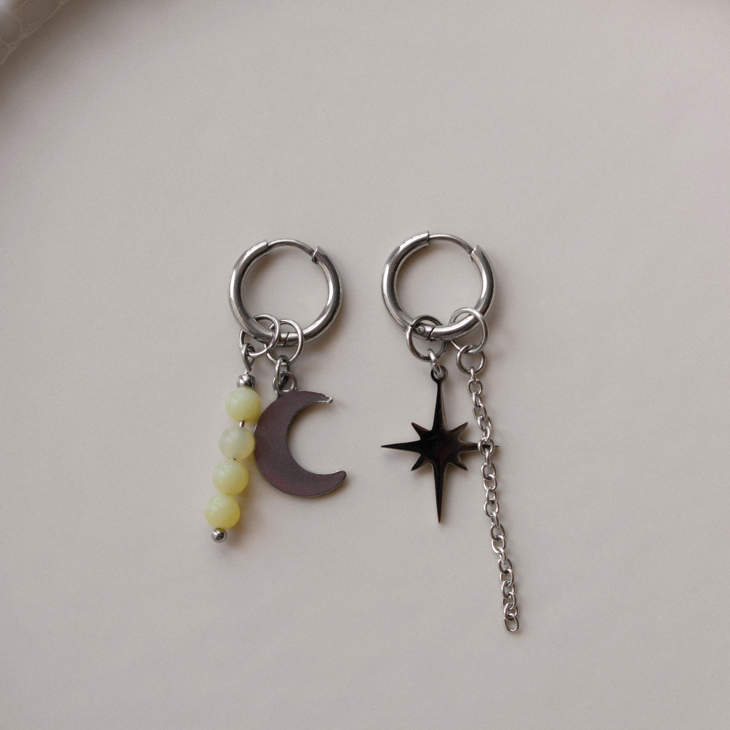 Otava - Asymmetric North Star Earrings with Yellow Beads