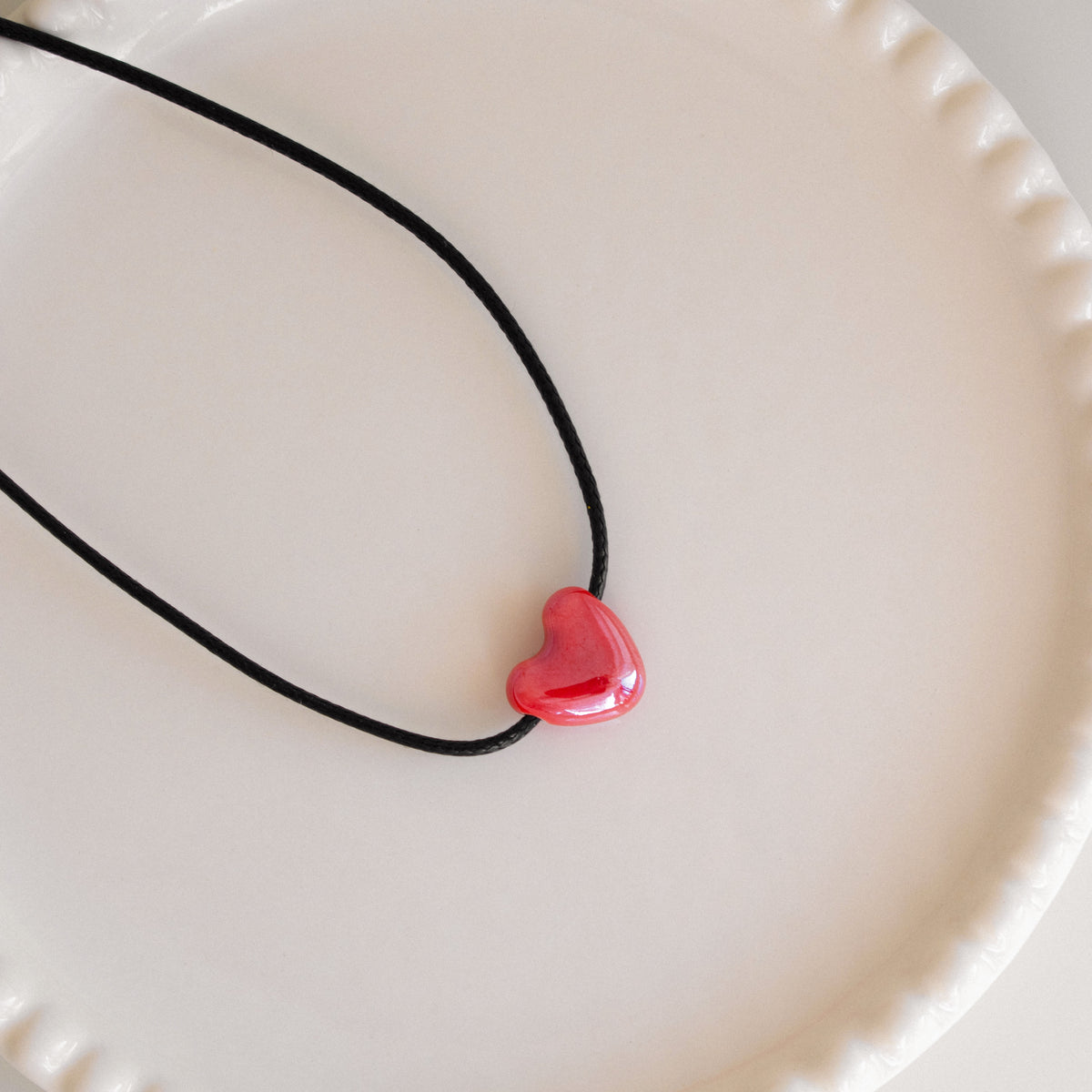 Heart Pendant Black Cord Necklace