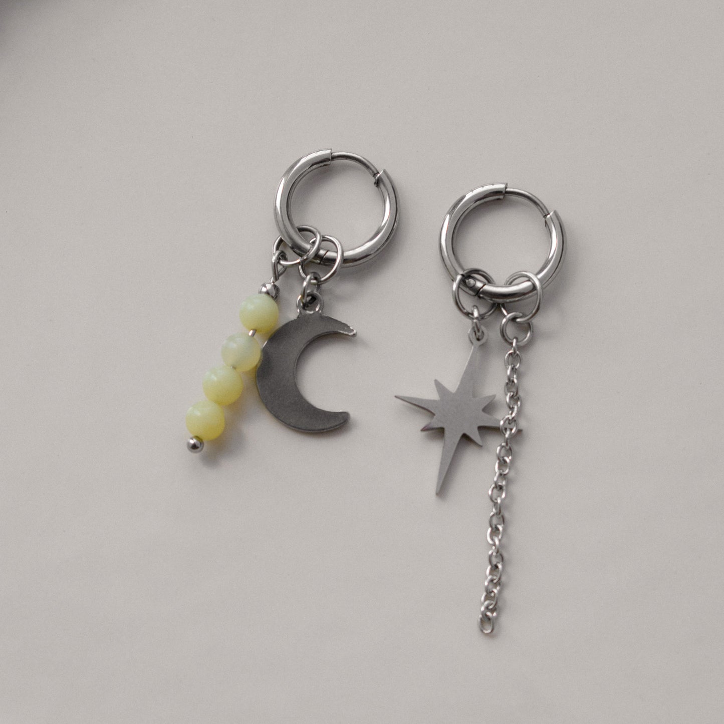 Otava - Asymmetric North Star Earrings with Yellow Beads