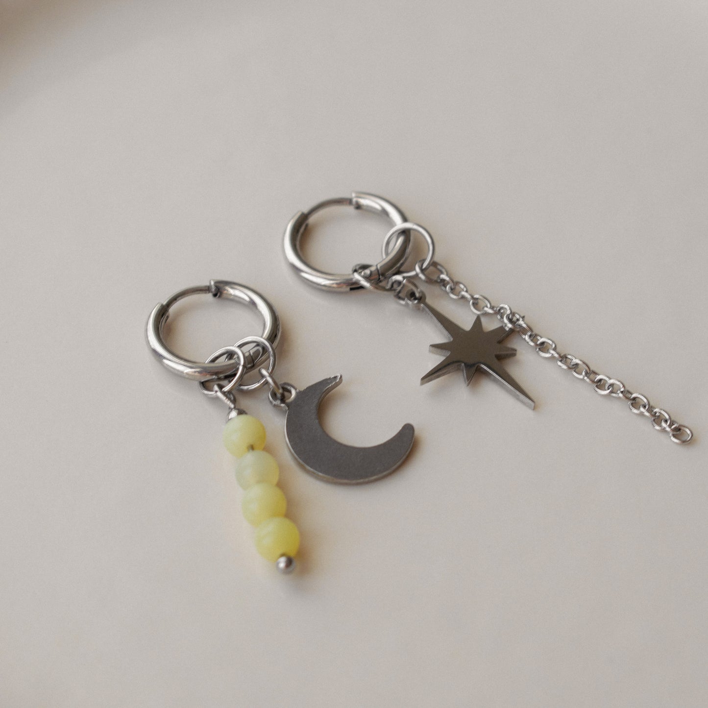 Otava - Asymmetric North Star Earrings with Yellow Beads