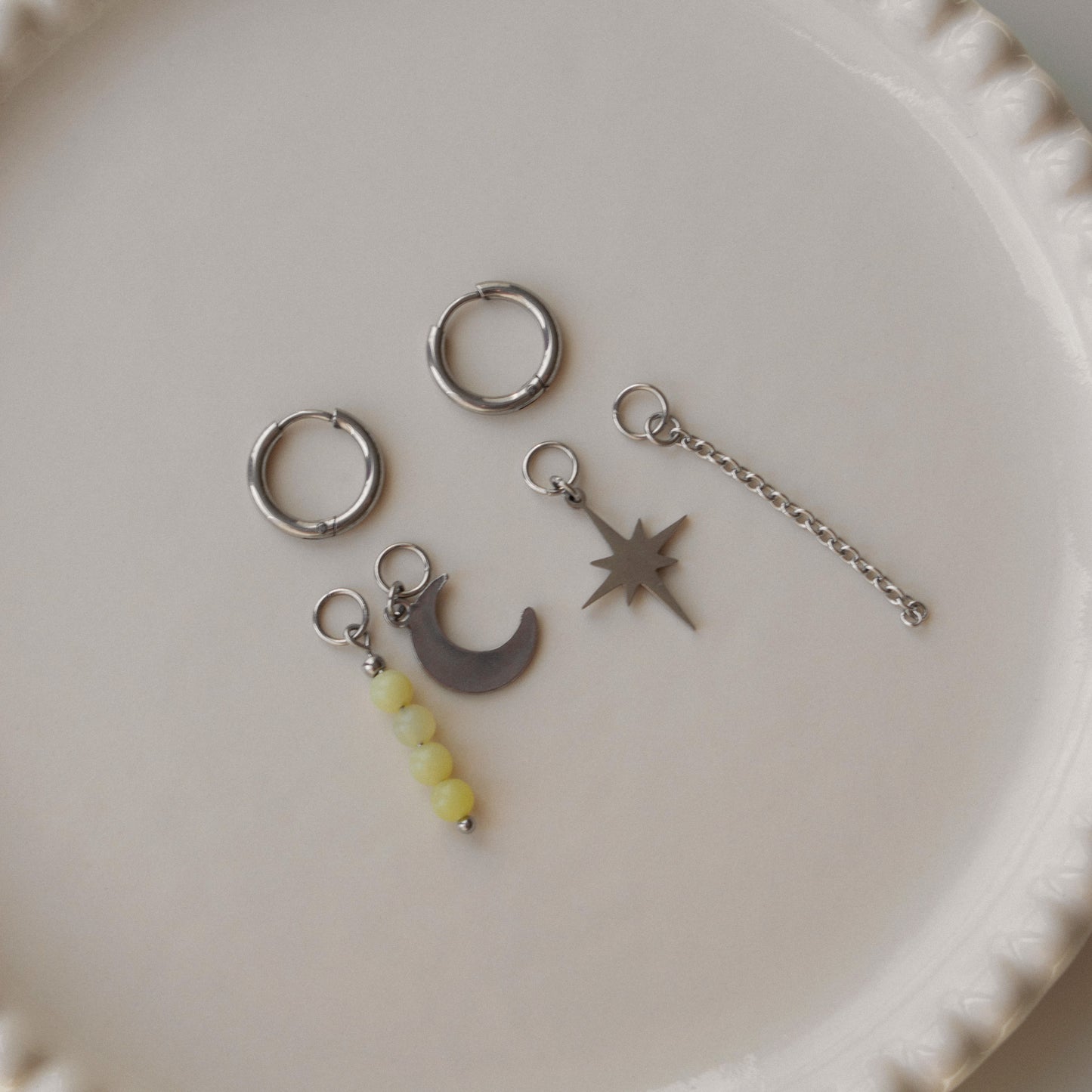 Otava - Asymmetric North Star Earrings with Yellow Beads