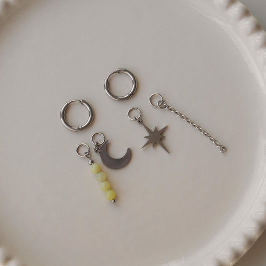 Otava - Asymmetric North Star Earrings with Yellow Beads