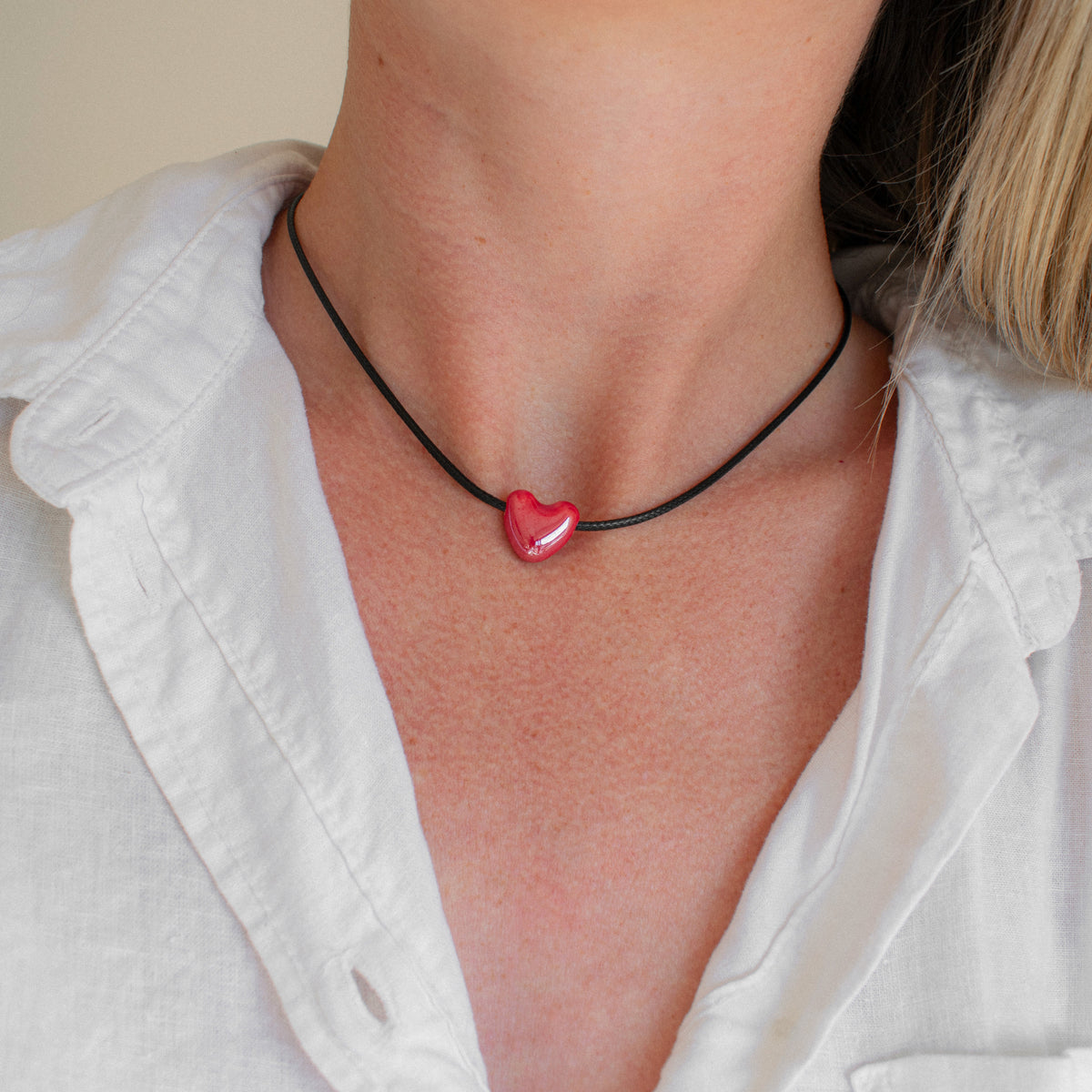 Heart Pendant Black Cord Necklace