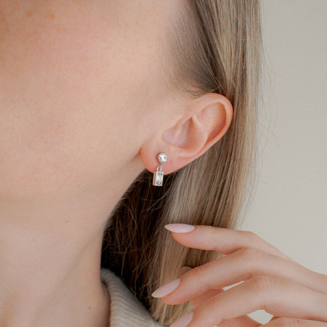 Crystal Drop Stud Earrings
