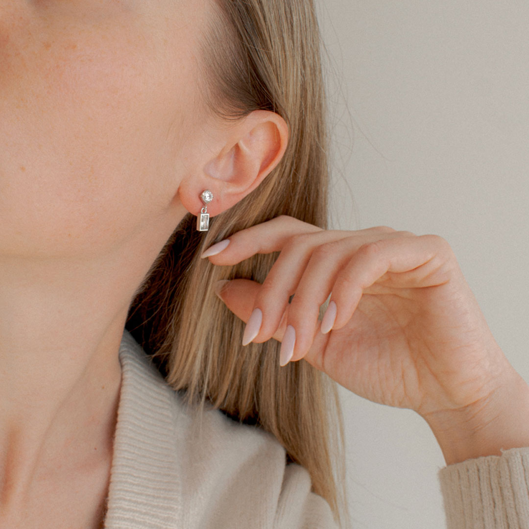 Crystal Drop Stud Earrings