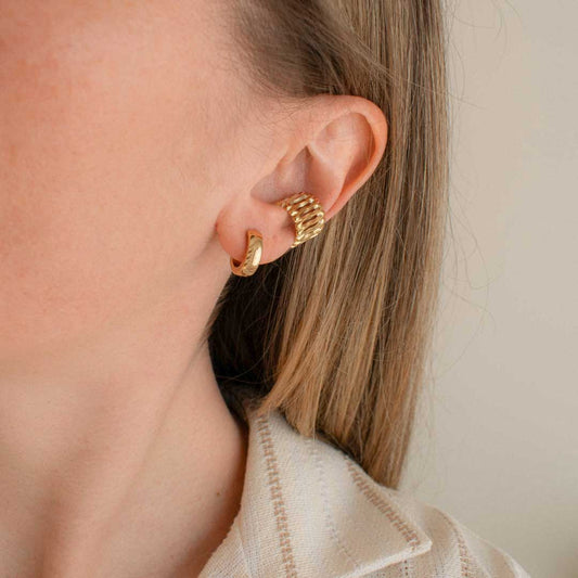 Organic Wavy Ear Cuff - Gold-Plated Stainless Steel