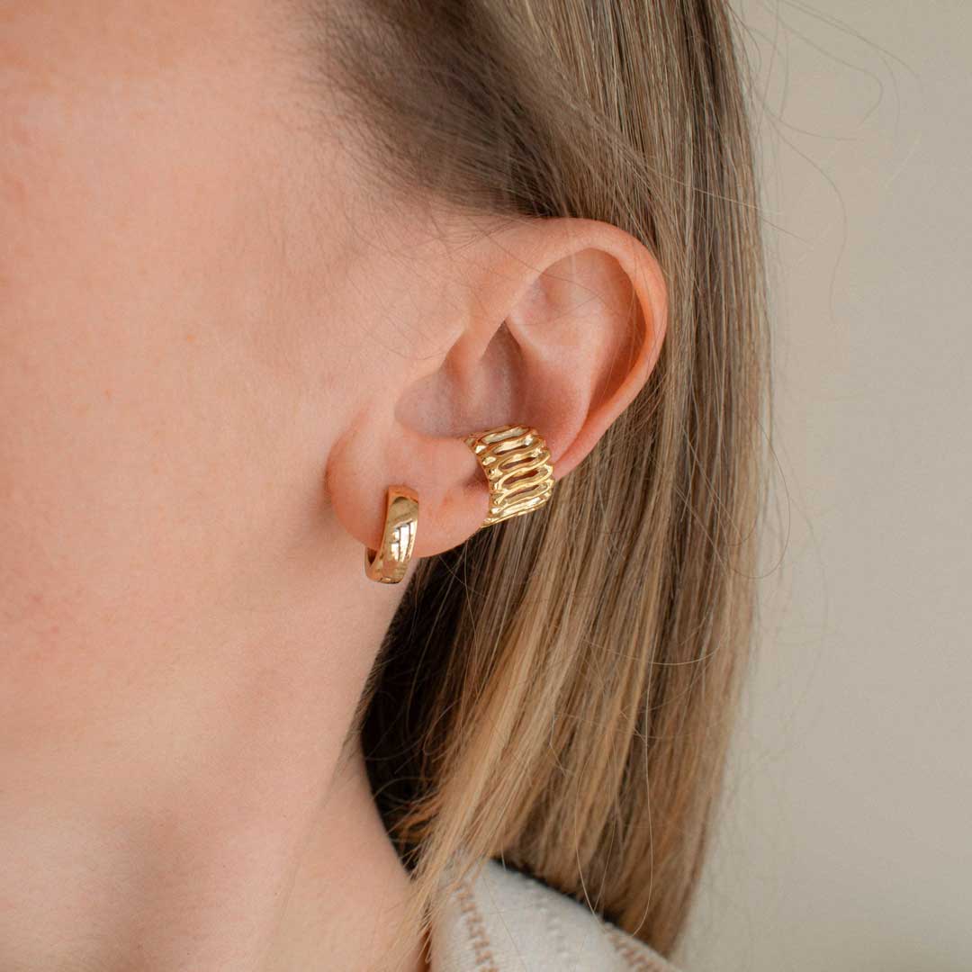 Organic Wavy Ear Cuff - Gold-Plated Stainless Steel