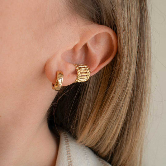 Organic Wavy Ear Cuff - Gold-Plated Stainless Steel