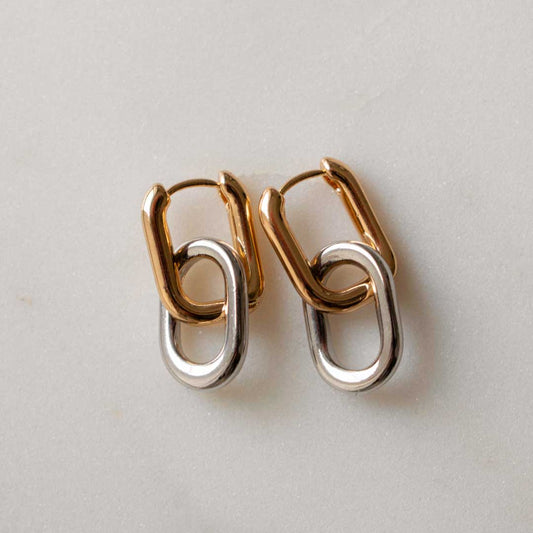 Geometric Bicolor U-shaped Hoops