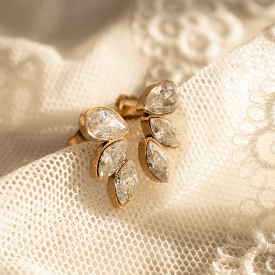 Wing Zirconia Stud Earrings