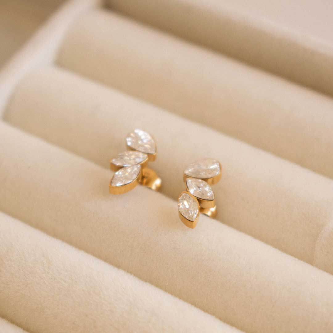 Wing Zirconia Stud Earrings