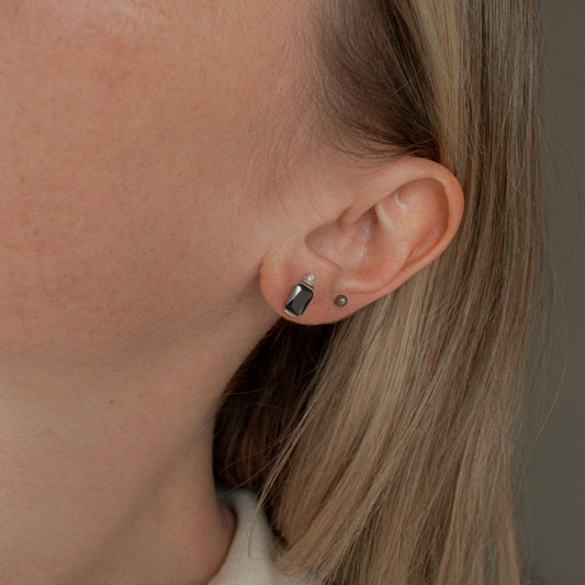 Sterling Silver Black Stone Zircon Studs